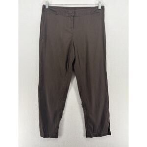 EILEEN FISHER Pants PM Petite Stretch Linen Viscose Blend Trouser Brown